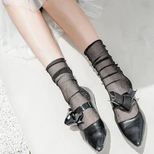 1 пара черный, розовый Для женщин Новинка сверкающие носки тонкие золотого и серебряного цвета блестящие носки с высокой пяткой; женские яркие короткий носок женские носки