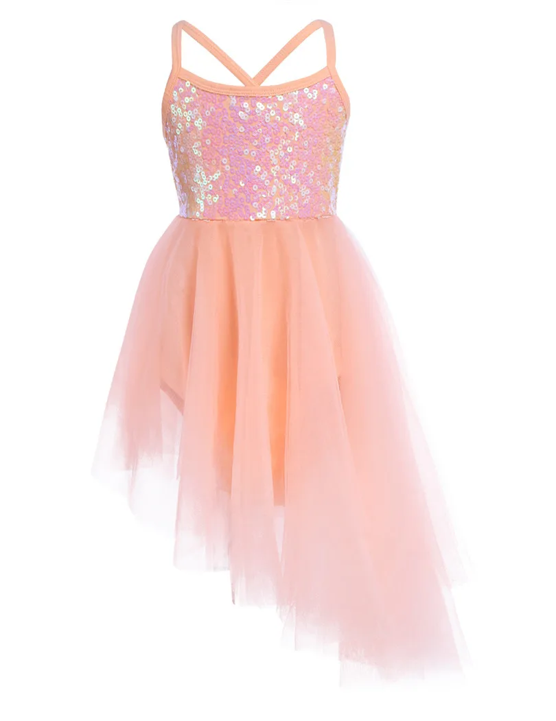Iefiel/платье для девочек с блестками танцевальная одежда боди гимнастическое балетное трико платье-пачка из тюля балерина производительность для балета Танцы - Цвет: Orange