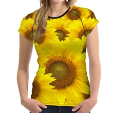 FORUDESIGNS/женская футболка спортивная Фитнес цветной подсолнух печать Спортивная одежда Для Бега Йога быстросохнущая дышащая футболка