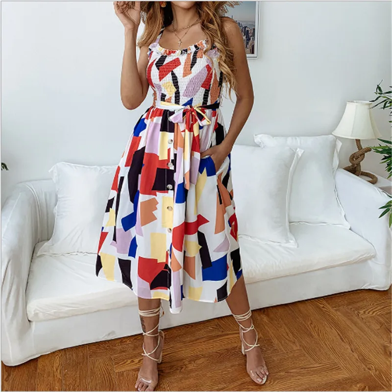 

REVERIEUOM Boho Beach Summer Dress Women 2019 Sexy Strapless Bandage Dress Casual Elegant Floral Print Long Party Dress vestidos