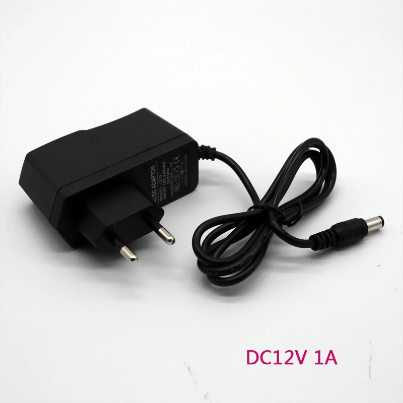 1 шт. 12V1A AC 100 V-240 V преобразователь Мощность адаптер AC/DC 12V 1A 1000mA Питание ЕС штекер постоянного тока 5,5 мм x 2,1 мм