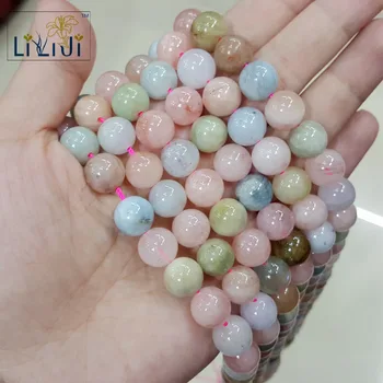 

LiiJi Unique Morganite Round shape bead 10mm DIY Jewelry Making Necklace or Bracelet Approx 39cm