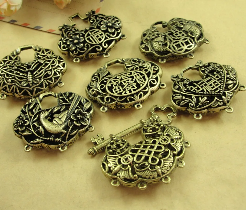 (5 pieces/lot)Wholesale Antique Bronze Lucky Lock DIY Craft Vintage