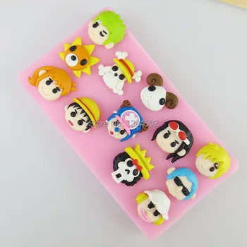 

Free Shipping One piece animated cartoon characters shape Silicone Mold Cake Decoration mold Fondant Cake Chocolate mould