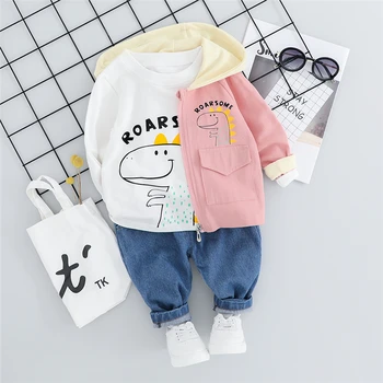 

WENWENDEXINGFU Toddler Infant Clothing Sets Autumn Baby Girls Clothes Suits Hooded Cartoon Coats T Shirt Pants Child Costume