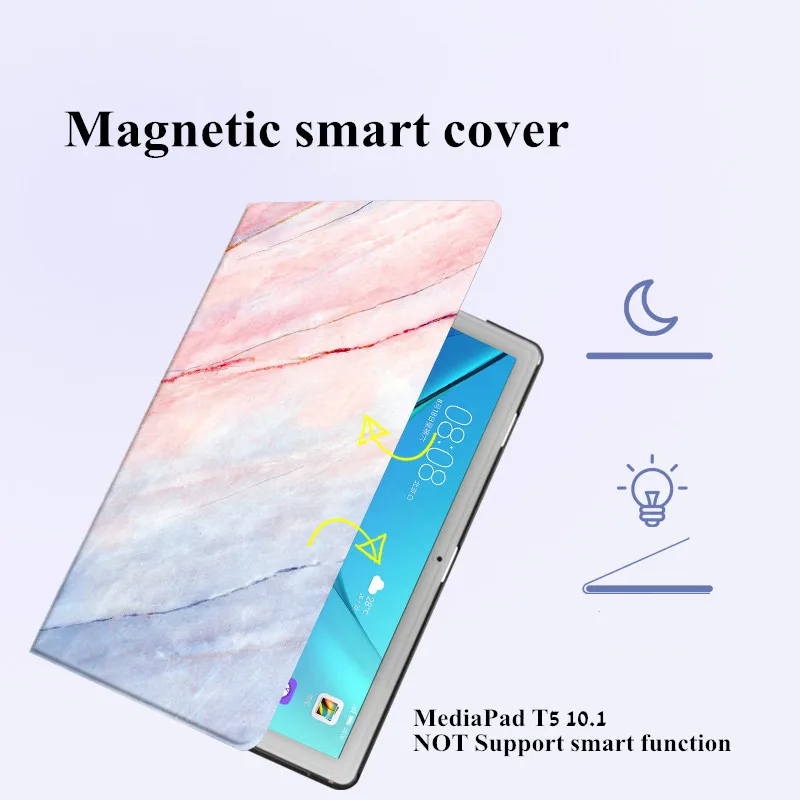 Mediapad T5 8 дюймовый мраморный умный флип чехол с листьями для Huawei M5 lite