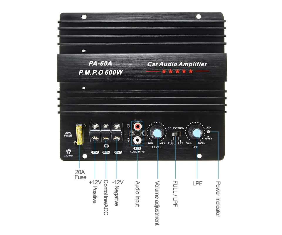 AOSHIKE 12 в 600 Вт автомобильный усилитель плата сабвуферный контурный модуль Автомобильные усилители автомобильный усилитель мощности музыкальный автомобиль премиум класса