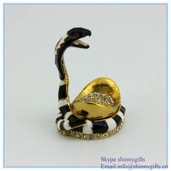 

Custom Crystal Money Snake Shape Jewelry Box Metal Trinket Box For Girls Gift