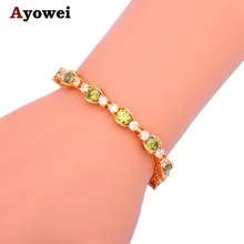 Новое поступление высокое качество светло-зеленый кристалл желтый цвет золота Перидот Браслеты оптом и в розницу Модные украшения tbs986a