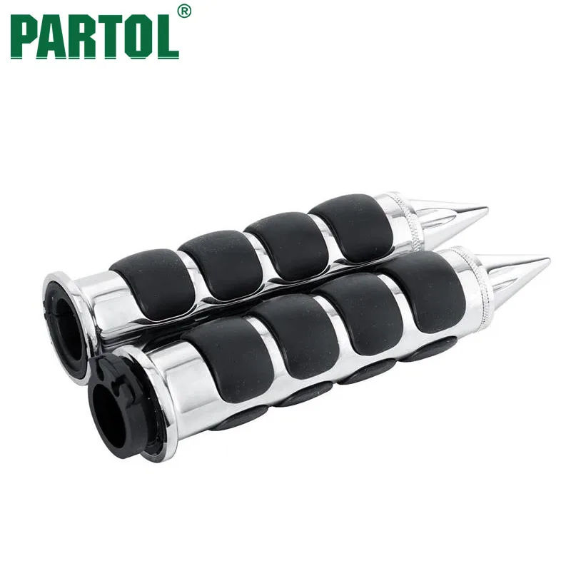 Partol Motorcycle Hand Grip Black Cusp Stripe Decoration Aftermarket Hand Grips without Throttle