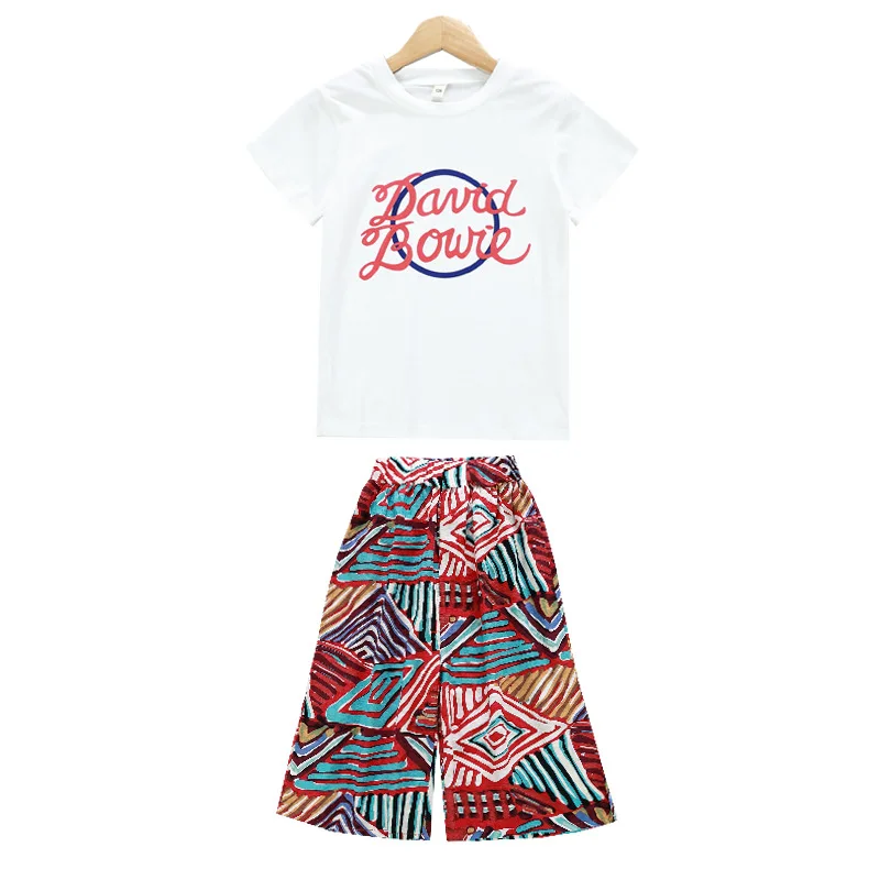 

Baby Girl Clothes Summer Kids Girl Letter Print Short Sleeve T-Shirt Blouse Wide-Leg Pants Casual Outfits Clothes for Girls