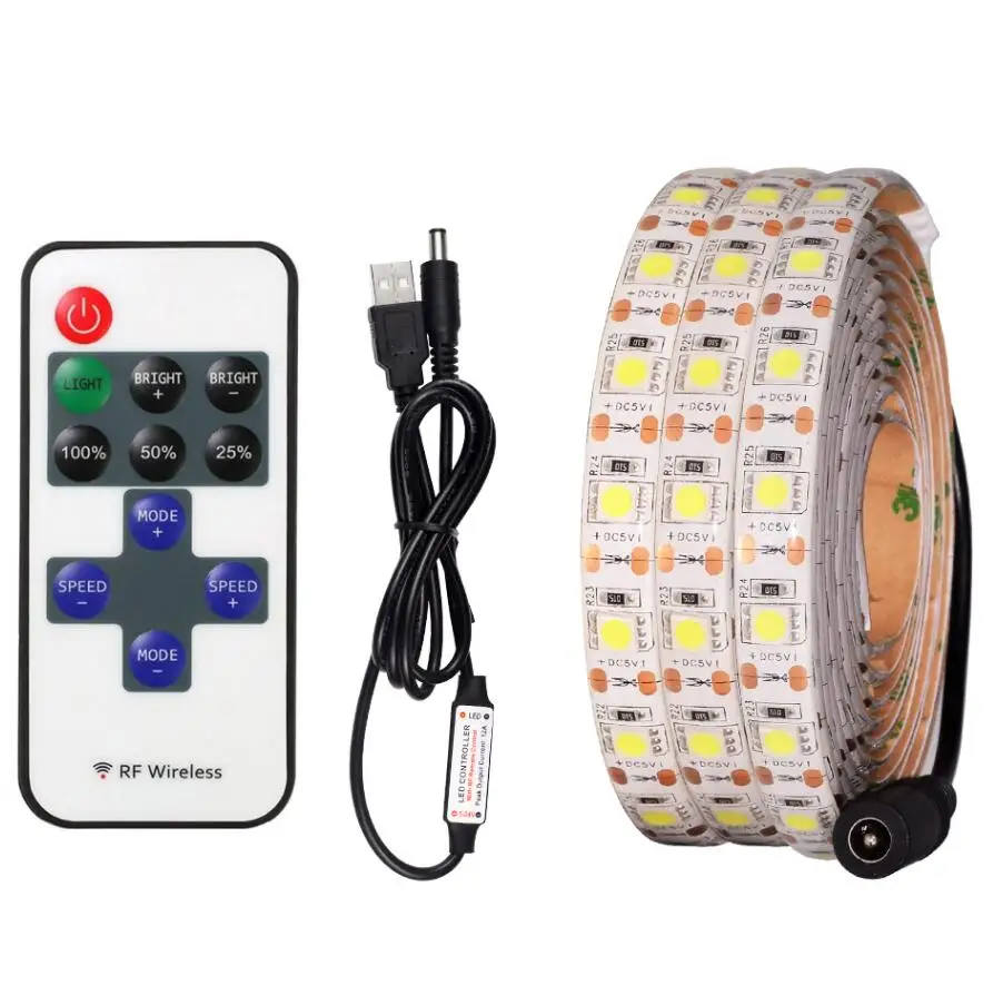 Dimmable DC 5V Warm white USB LED strip light LED lamp 2835 SMD USB charger port strip tape + RF