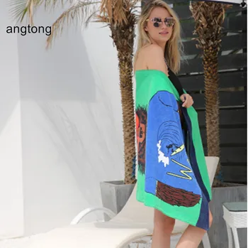 

145X70cm green bottom with sea gull bear print adult swim pure cotton bath towel beach towel T131c