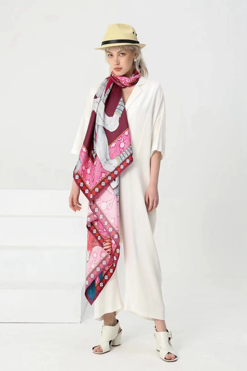 5" Роскошный шелковый шарф, шаль для женщин высшего класса, большие квадратные шелковые шарфы, вечерние шарфы, идеальный подарок