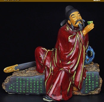 

13''chinese ceramic pottery Painting handcraft carved a man drink liquor statue