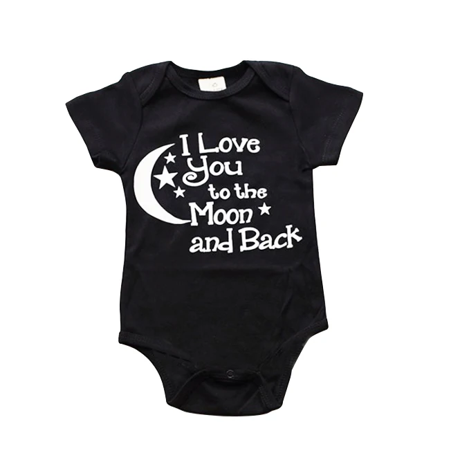 

Newly Newborn Baby Bodysuit Summer Moon Black Baby Girls Clothing Short Sleeves Sleepwear 100% Cotton Unisex Baby Clothes Jumell