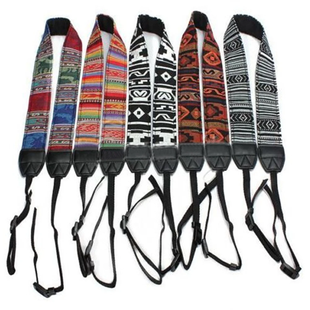 Retro Style Double Cotton Yard Colorful Pattern Camera Shoulder Neck Sling Hand Strap Belt