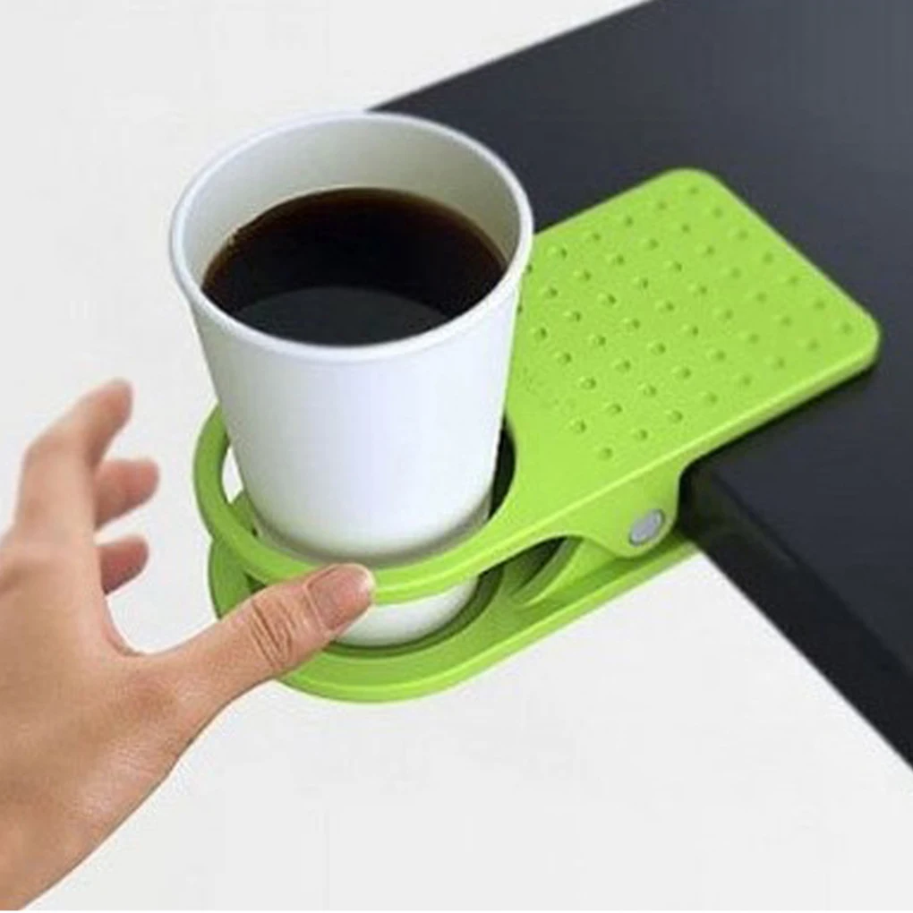 

Universal Clip Type Drinks Bottle Can Cup Holders Stand Desk Table Beverage Non-Slip Grip Tea Trays Random Color