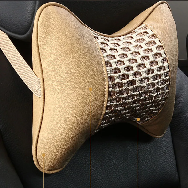 Car headrest neck pillow summer silk leather car seat neck pillow