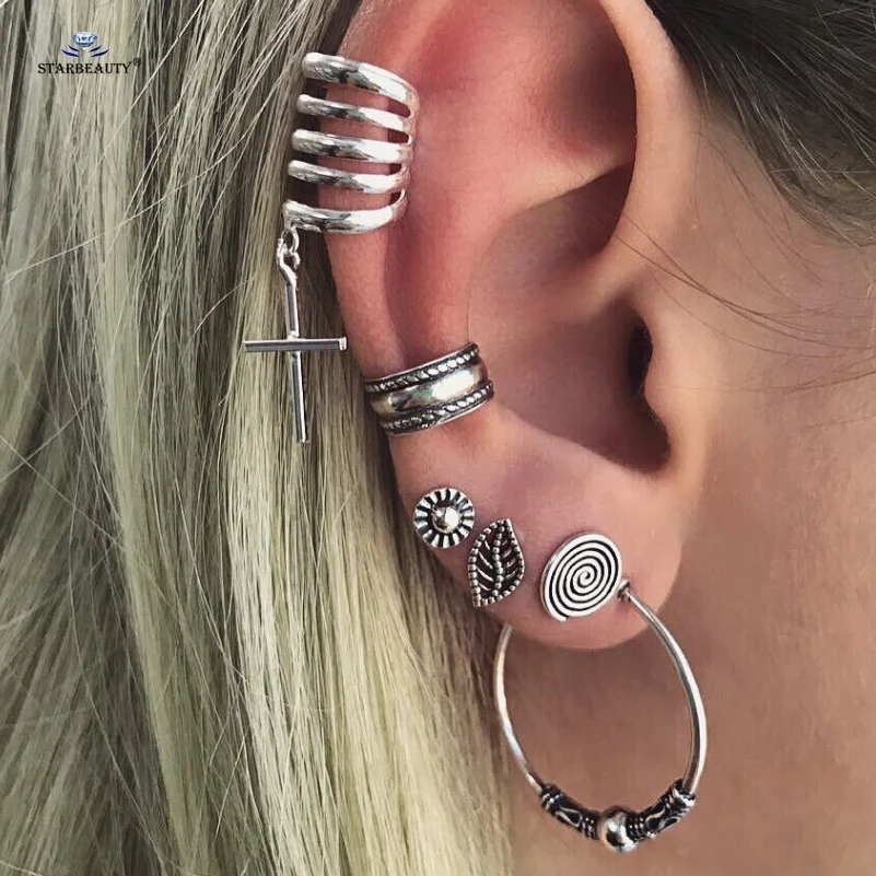 Серьги кольца Starbeauty 6 шт./лот в виде листьев Креста пирсинга уха завитка ушной