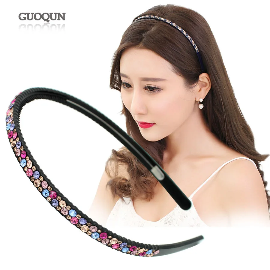 Thin Hair Bands Rhinestone Headband Hairwear for Women Girls Acetate