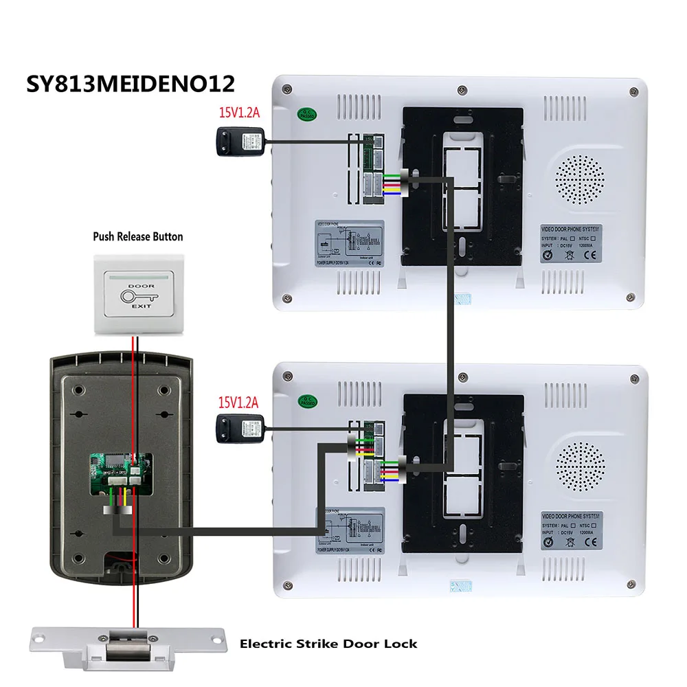 7 "TFT цветной видеодомофон с 2 мониторами 1 RFID HD дверной звонок 1000TVL камера + электрический замок