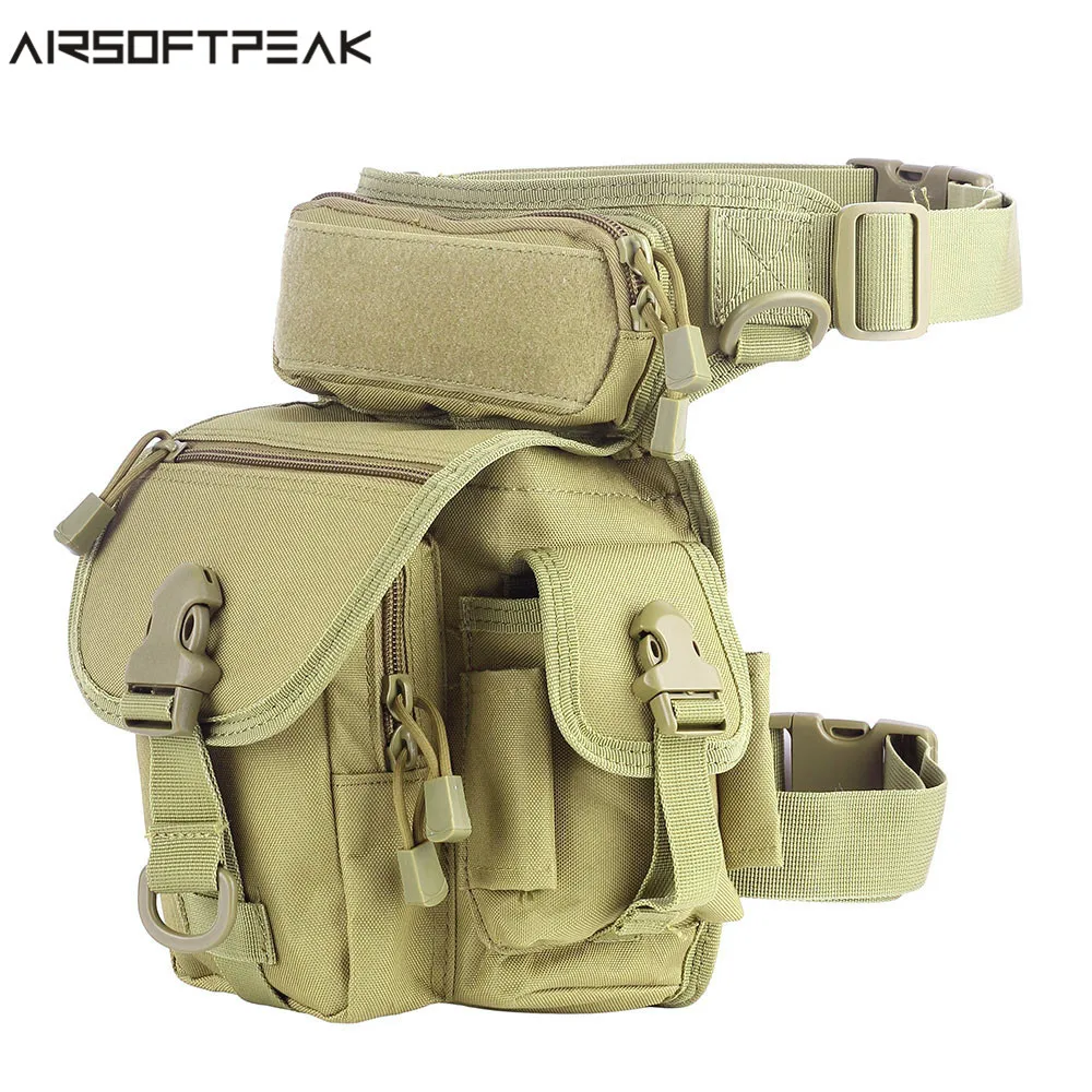 AIRSOFTPEAK Tactical Drop Leg Bag 1000D Nylon Waist Packs Military Thigh Packs Tool Bags For Motorcycle Outdoor Bike Cycling 
