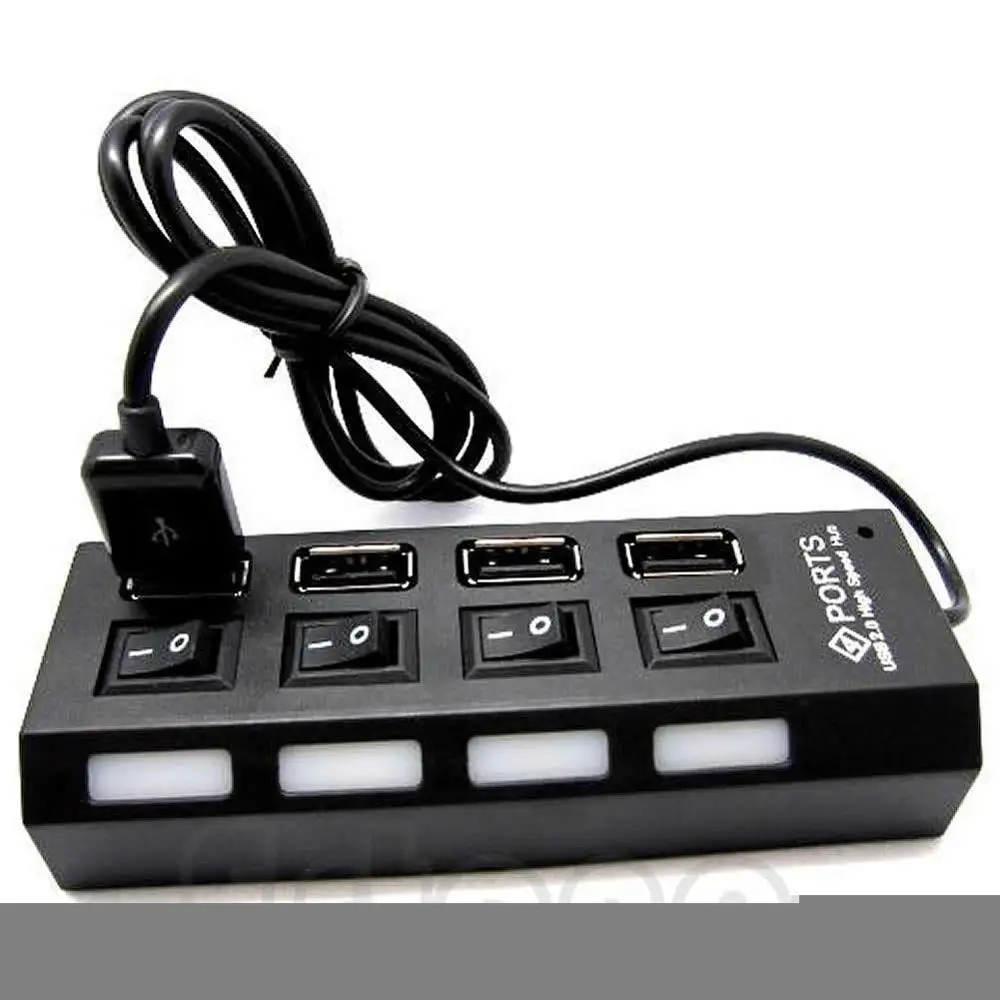 Hot 4 port usb 2 0 high speed hub on off indicator led sharing switch