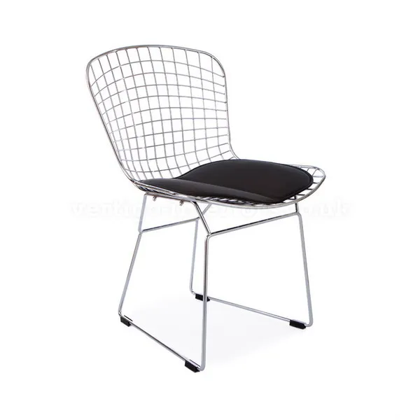 Детский стул с проволокой, детский стул Bertoia, детский стул, минималистичный современный столик для кормления малыша, современный классический дизайн, популярный хромированный стул - Цвет: Chromed black pad