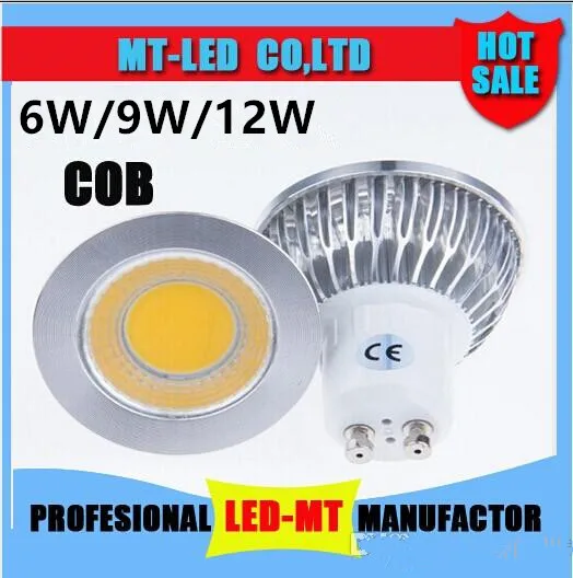 Kopen Led licht 6 w 9 w 12 w COB MR16 GU10 E27 E14 LED Dimmen Sportlight lamp High Power lamp MR16 12 v E27 GU10 E14 AC 110 v 220 v