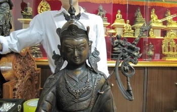 

Nepal 100% Pure purple Red Bronze exquisite Carved Padmasambhava Buddha Statue