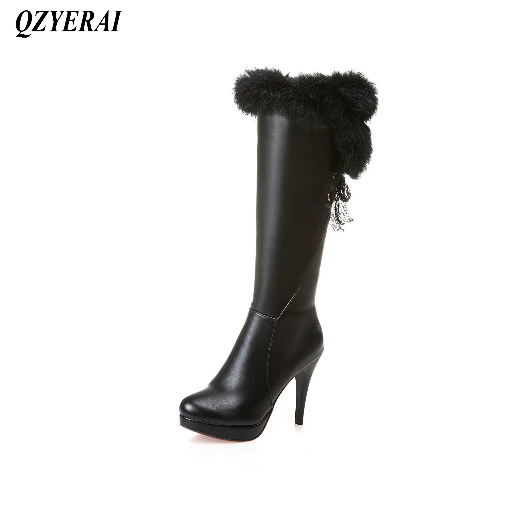 Najtaniej QZYERAI zimowe ultra wysokie obcasy damskie buty do kolan zamki moda damska buty damskie buty