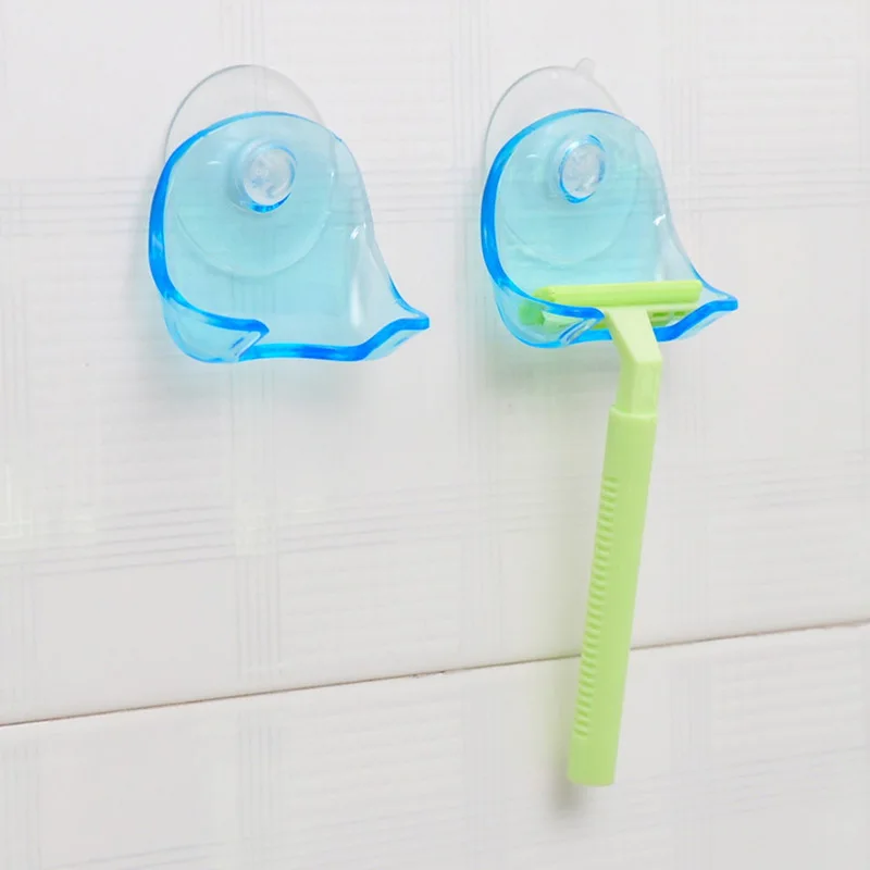 Hoomall 1 шт. синяя пластиковая супер присоска компактный ручной бритвенный стеллаж для ванной комнаты держатель для бритвы присоска для хранения бритвы стойка
