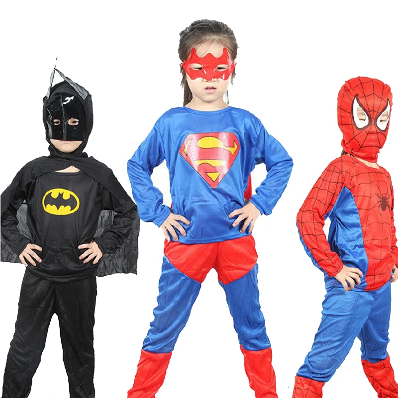 Детская Карнавальная одежда на Хэллоуин, Детские Костюмы супергероев, комбинезоны с Бэтменом, человеком-пауком, человеком-пауком для мальчиков и девочек, косплей