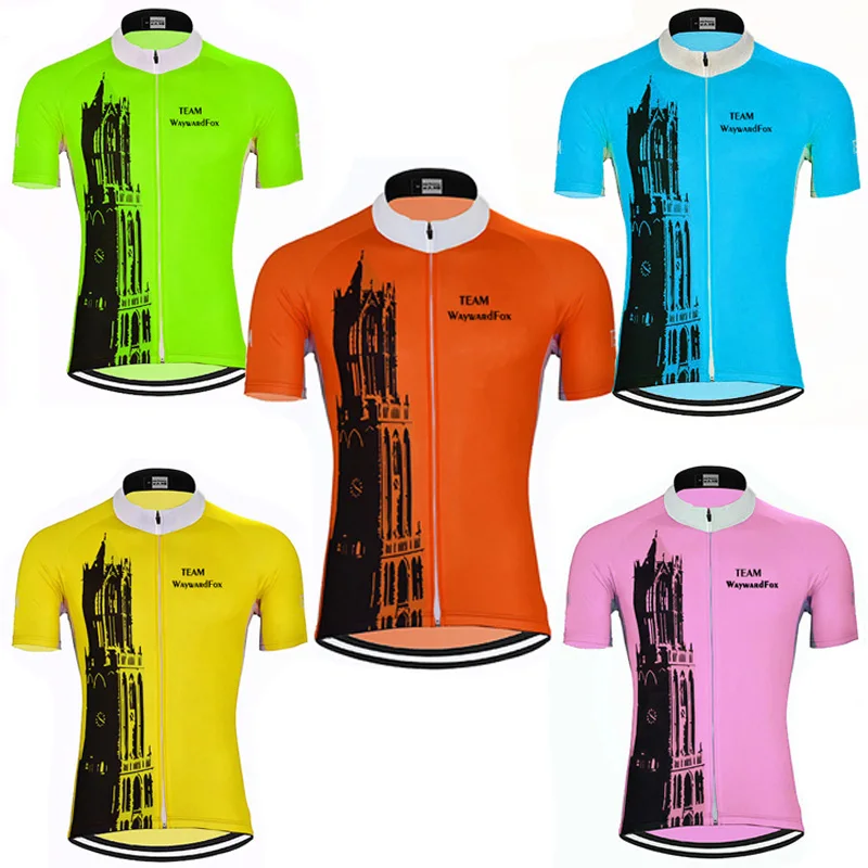 fluorescent orange cycling jersey