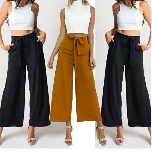 

Women Pants Women Wide Leg Pants Ladies High Waist Wide Leg Long Trousers Women Ladies Fasion Trousers