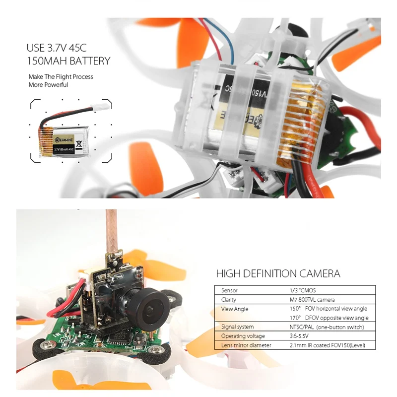 Eachine E010S с микро FPV Квадрокоптер с камерой с 800TVL CMOS на основе F3 Кисть контроллер полета RC Дрон BNF VS E10