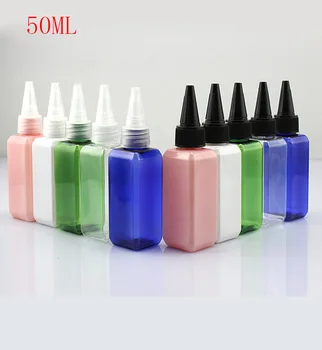 

(100pcs)50ml multicolour empty square cosmetic lotion plastic bottles with twist top cap,E liquid packaging containers bottle