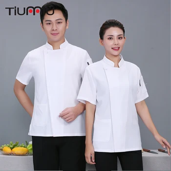 

Breathable Chef Jacket Unisex Chef Waiter Shirt Cook Restaurant Food Service Bakery Short Sleeve Kitchen Work Clothes M-4XL