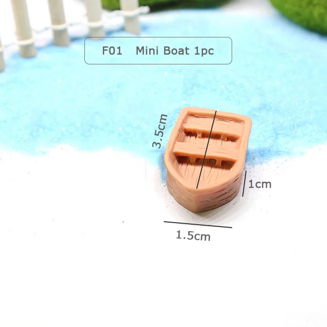Миниатюры смолы ретро деревянная лодка скамейка Модель Фигурки игрушки микро украшения сада украшения террариума пляж DIY аксессуары - Цвет: 1pc 3cm