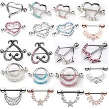 1 шт нержавеющая сталь Сексуальная хирургическая сталь Сердце/цветок тело ниппель бар штанги пирсинг щит кольца бросился поддельные пирсинг
