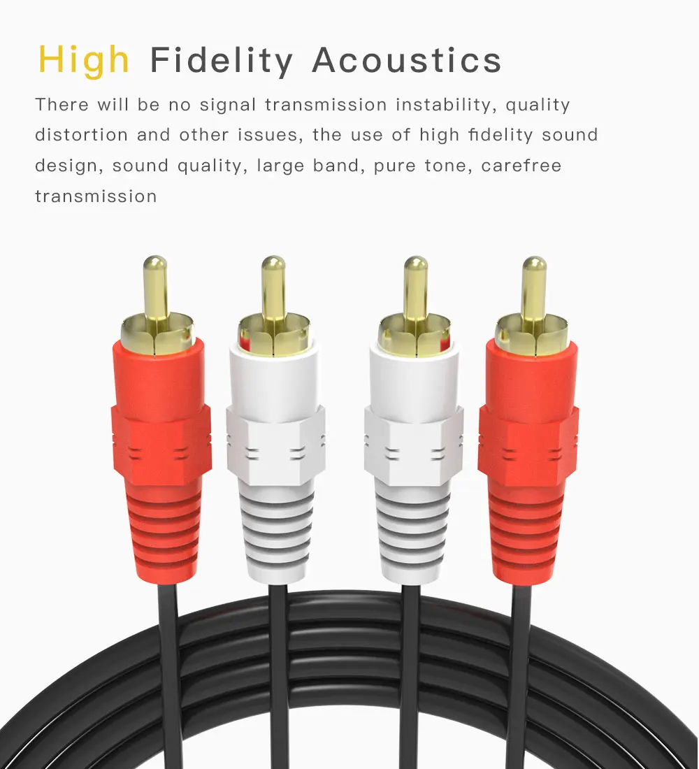 Gold Plated 2RCA Male to 2 RCA Male Cable RCA Audio Cable AV Cable 1.5M 3M 5M for DVD TV CD Sound Amplifier Gold Plated 2RCA Male to 2 RCA Male Cable RCA Audio Cable AV Cable 1.5M 3M 5M for DVD TV CD Sound Amplifier