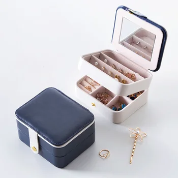 

Family multi-layer jewelry box portable headdress ring jewelry Korean earring small earring receiving box