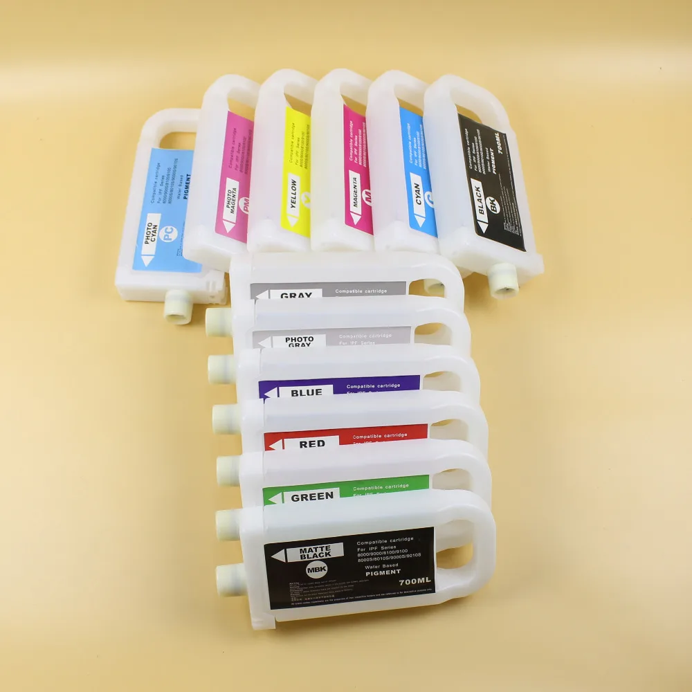 

12pcs/lot 700ml Empty refillable ink cartridge for Canon IPF 8100 8110 9100 9110 printer without chip