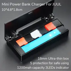 5 шт./лот USB 1200 мАч портативный мини power Bank зарядное устройство коробка для JUUL зарядный чехол Pod держатель для хранения 3 светодиодный