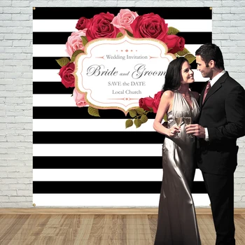 

Allenjoy wedding rose backdrops Step and Repeat Background photobooth Anniversary party banner Invitation celebration customize