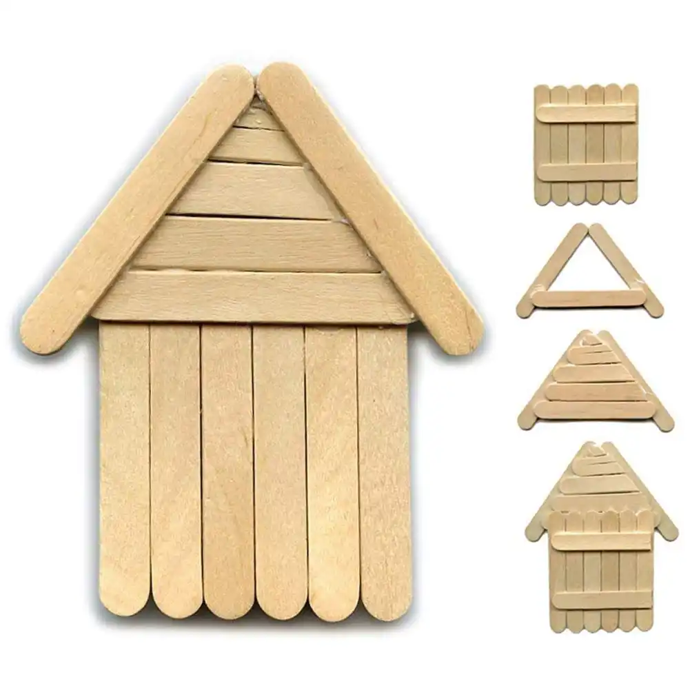 200pcs Lot Diy Craft Ice Cream Sticks Natural Colored Wood 200pcs Lot Diy Craft Ice Cream Sticks