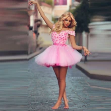Vestido de Bola Pink Party Prom Vestidos con Flores Apliques Formales vestidos de Cóctel Vestidos para Las Mujeres 2017