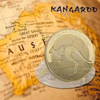 

Wholesale Elizabeth II Gold Plated Coin The Australia Kangaroo Design 5pcs Round Coins with Plastic Case for Collection