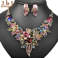Nuevos Coloridos Conjuntos de Joyas Llena de Perlas de Perlas de Oro de La Joyería de Piedra de Cristal Grande Punky de la Joyería de la Boda para Las Mujeres